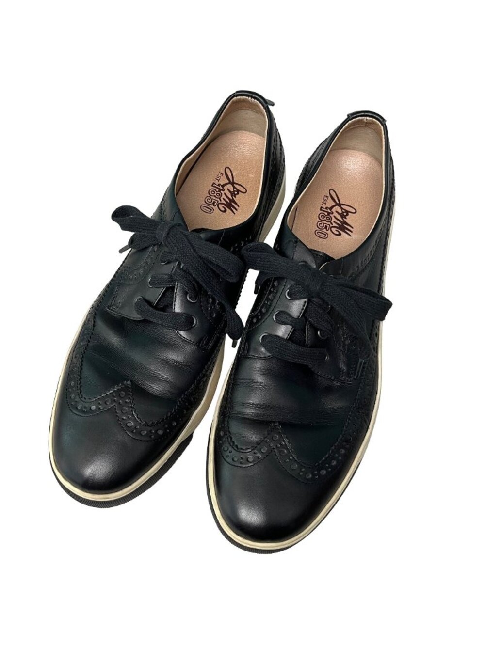 Johnston & Murphy Mens 10.5 Allister Wingtip Black Leather Sneaker Shoes